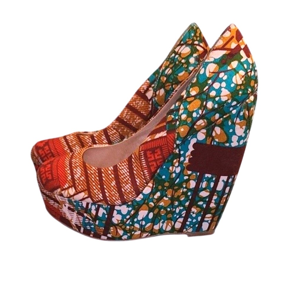 Boho Festival Tapestry Platform Wedge Heels Aldo EU 37 Round Toe Statment Shoes